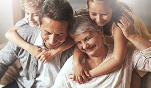 happy children with their grandparents